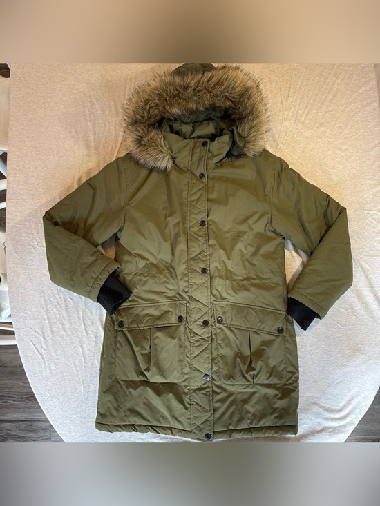 Falls Creek Jackets & Blazers - Falls Creek Olive Green Hooded Puffer Parka with Faux Fur Trim